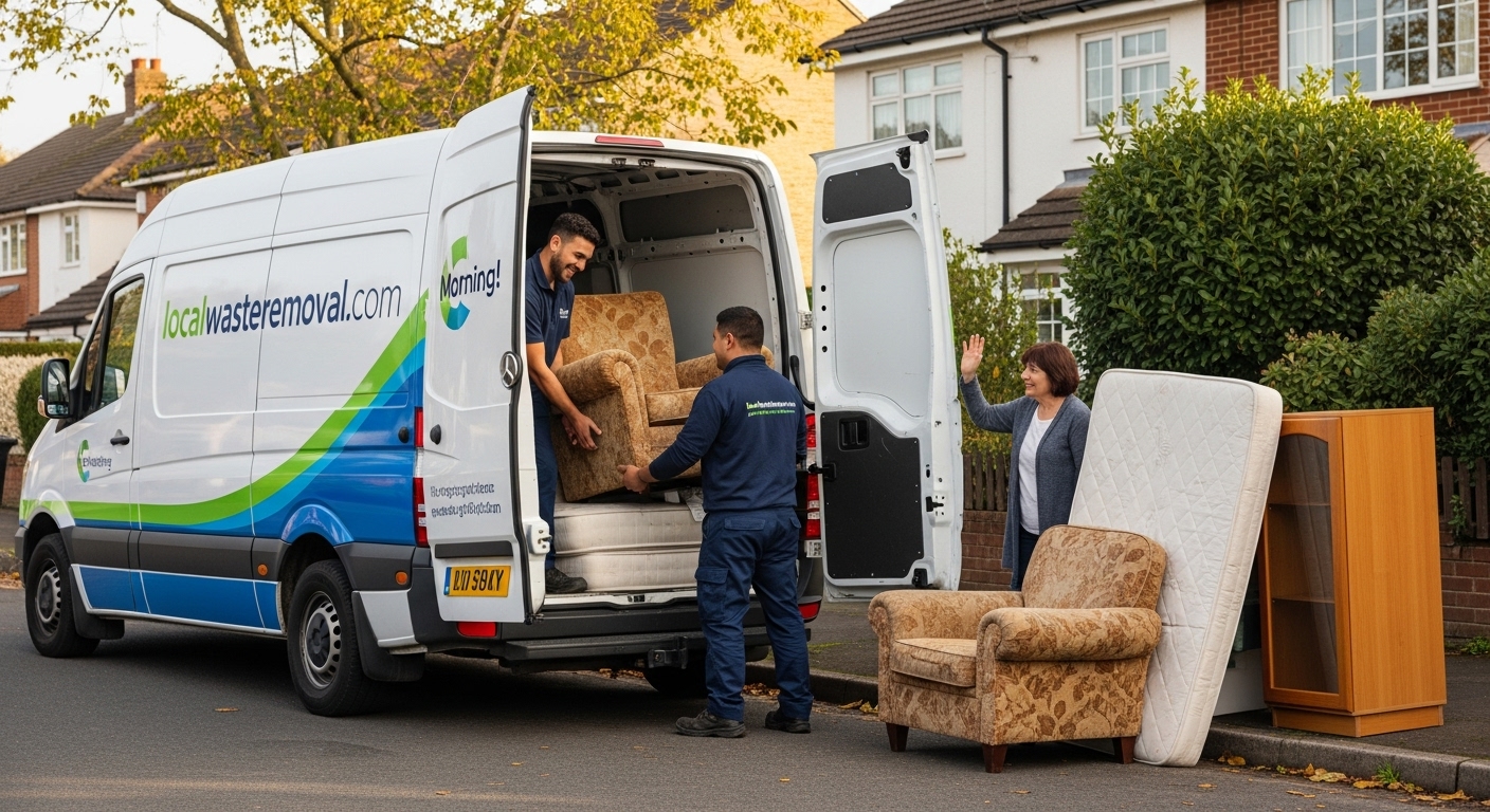 Professional Bulky Waste Removal team in Alum Rock loading waste into van