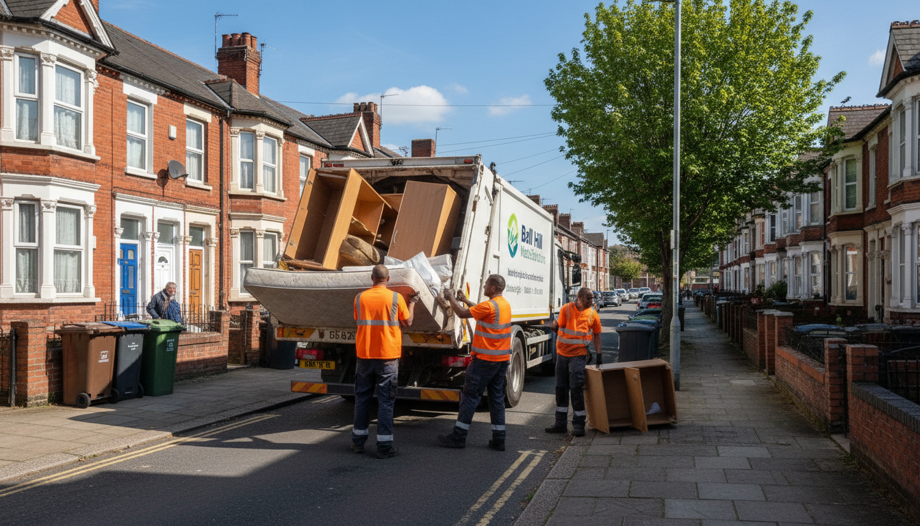 Professional Bulky Waste Removal team in Ball Hill loading waste into van
