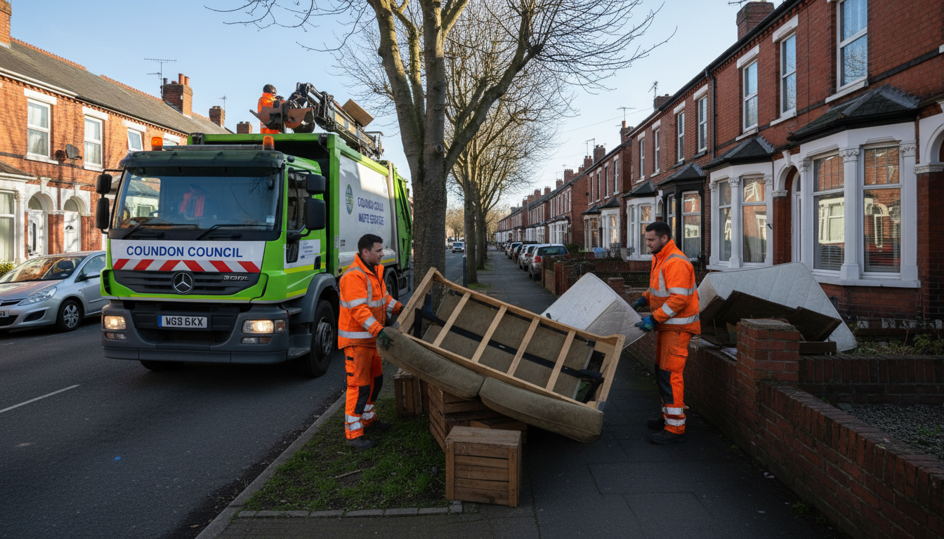 Professional Bulky Waste Removal team in Coundon loading waste into van