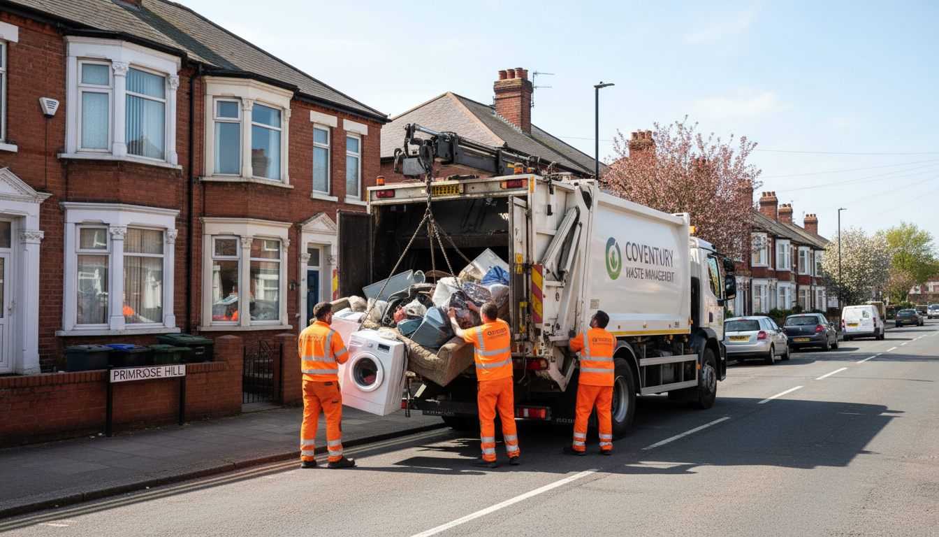 Professional Bulky Waste Removal team in Coventry loading waste into van