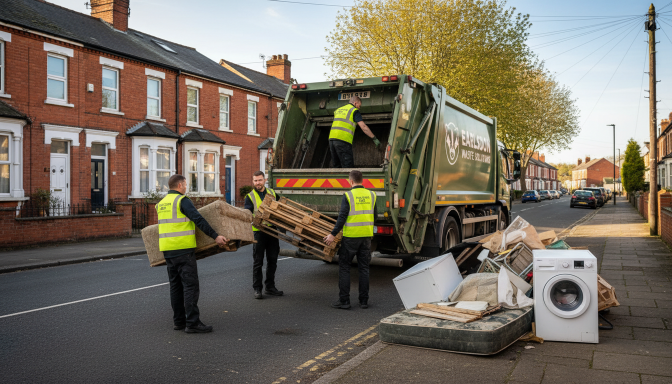 Professional Bulky Waste Removal team in Earlsdon loading waste into van