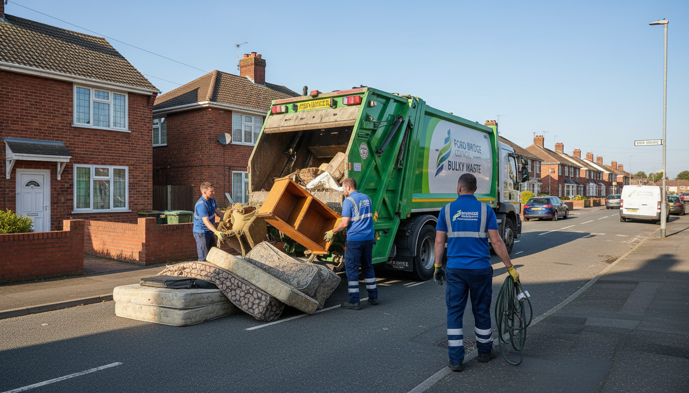 Professional Bulky Waste Removal team in Fordbridge loading waste into van