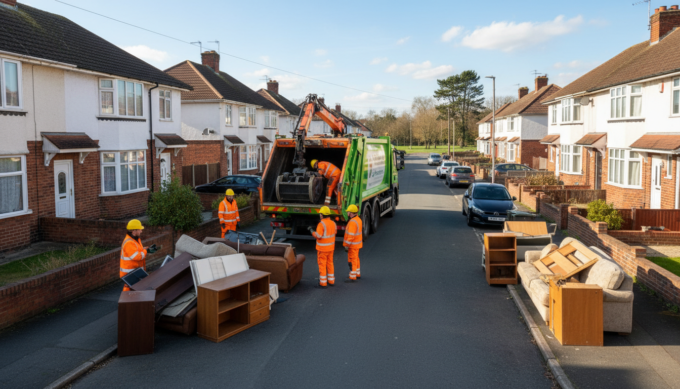 Professional Bulky Waste Removal team in Kingshurst loading waste into van