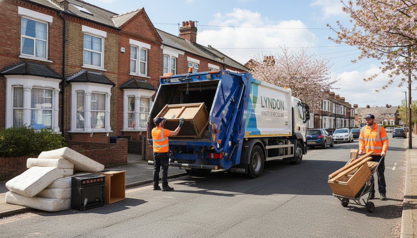 Professional Bulky Waste Removal team in Lyndon loading waste into van