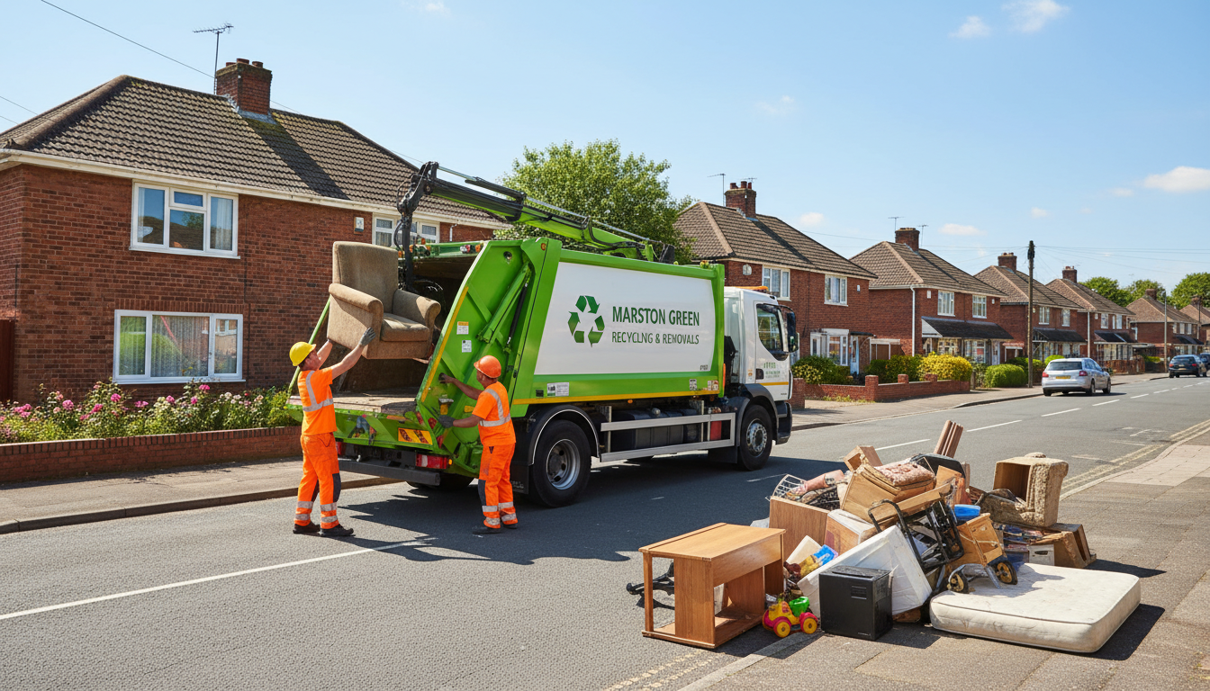 Professional Bulky Waste Removal team in Marston Green loading waste into van