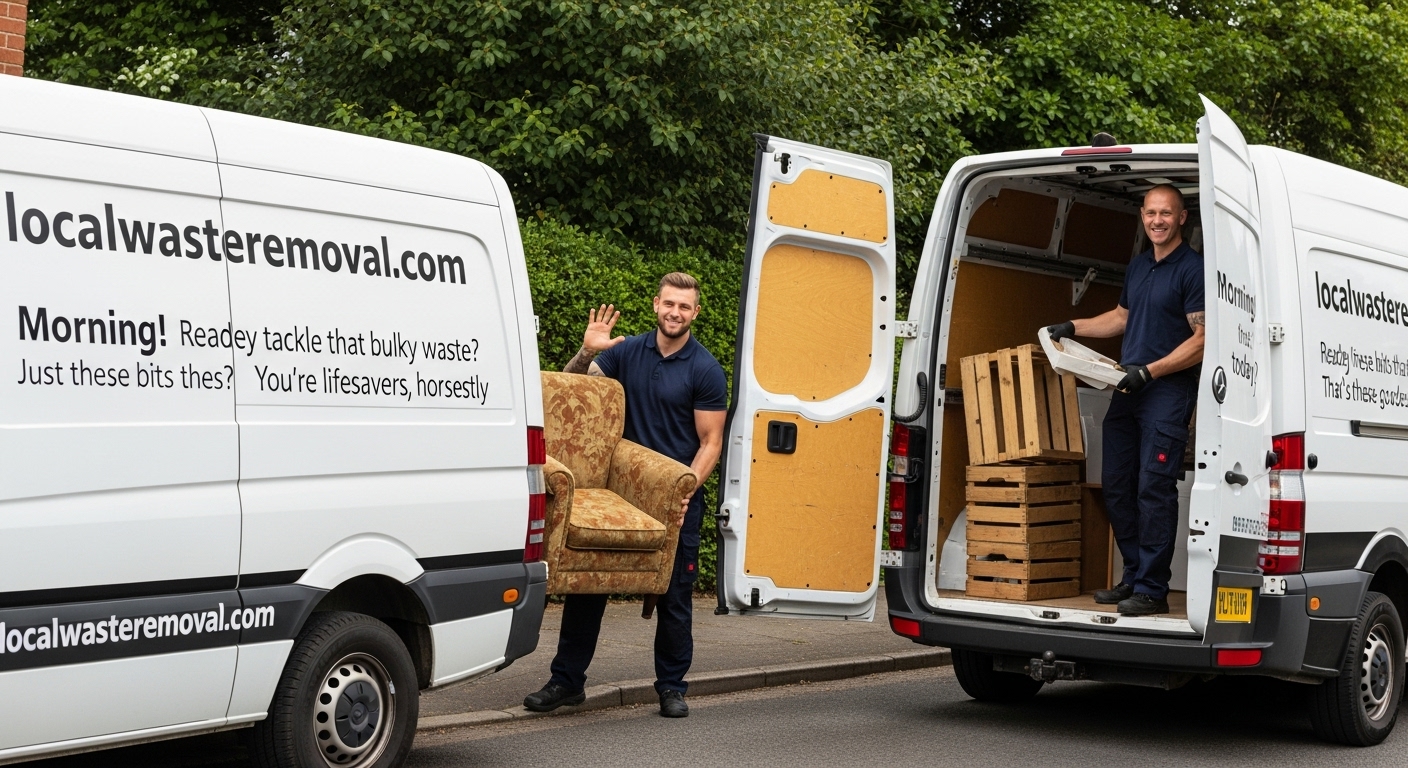 Professional Bulky Waste Removal team in Mere Green loading waste into van