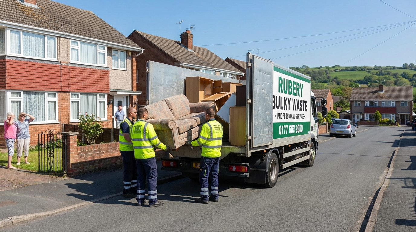 Professional Bulky Waste Removal team in Rubery loading waste into van
