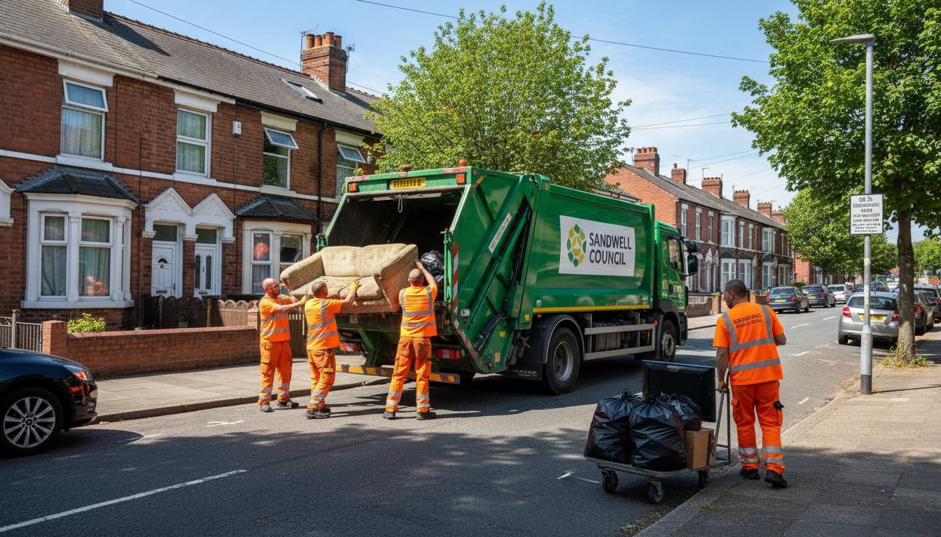 Professional Bulky Waste Removal team in Sandwell loading waste into van
