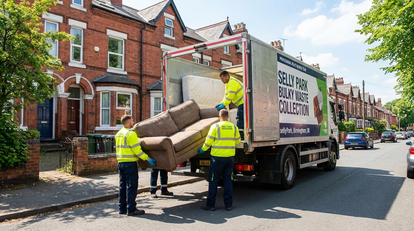 Professional Bulky Waste Removal team in Selly Park loading waste into van