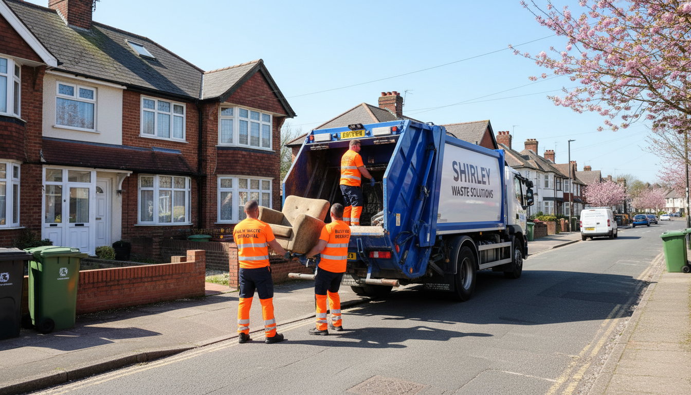 Professional Bulky Waste Removal team in Shirley loading waste into van