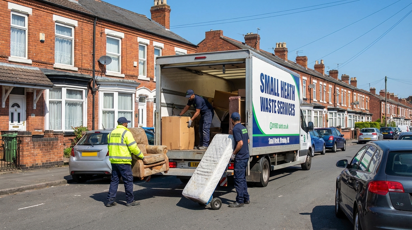 Professional Bulky Waste Removal team in Small Heath loading waste into van