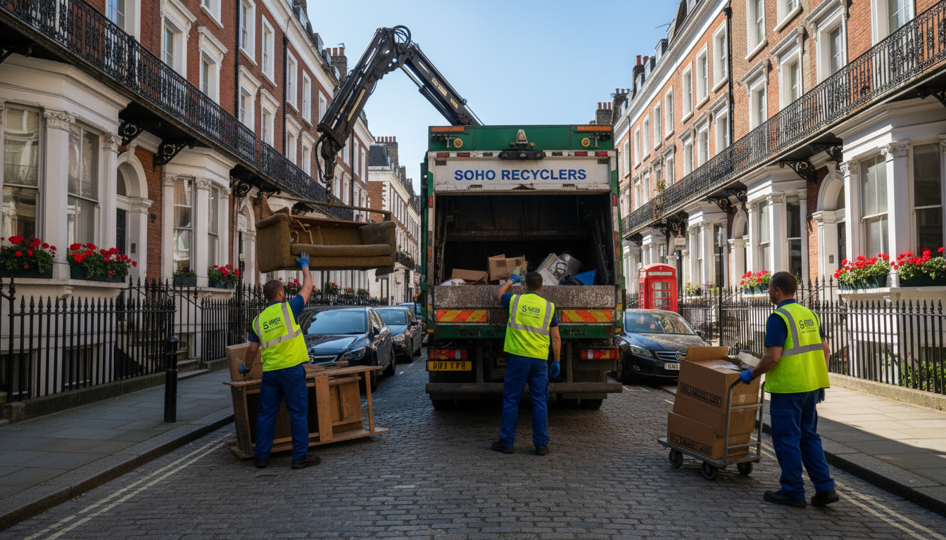 Professional Bulky Waste Removal team in Soho loading waste into van