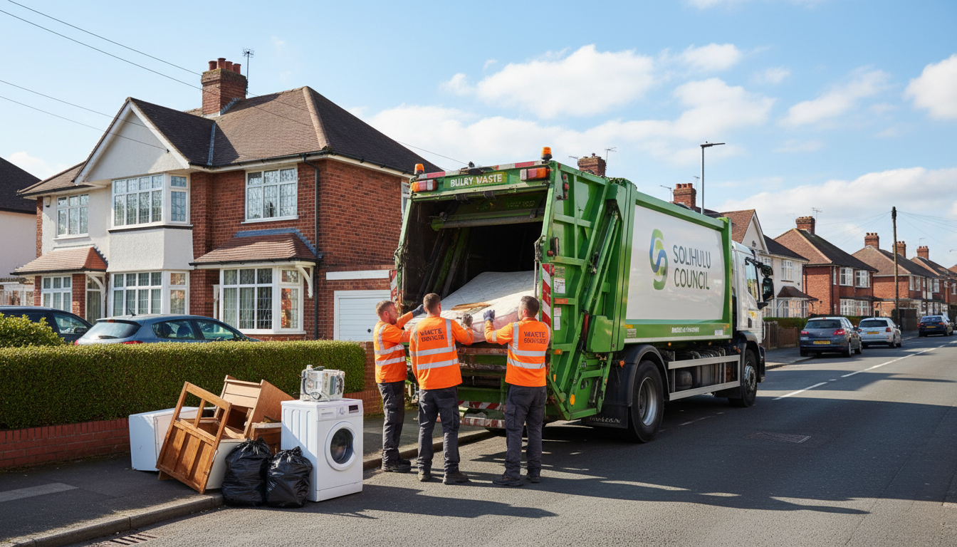 Professional Bulky Waste Removal team in Solihull loading waste into van