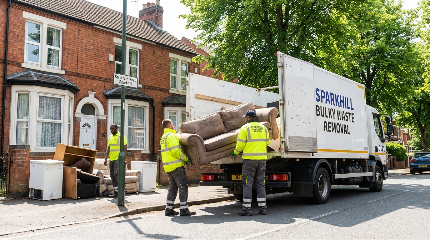 Professional Bulky Waste Removal team in Sparkhill loading waste into van