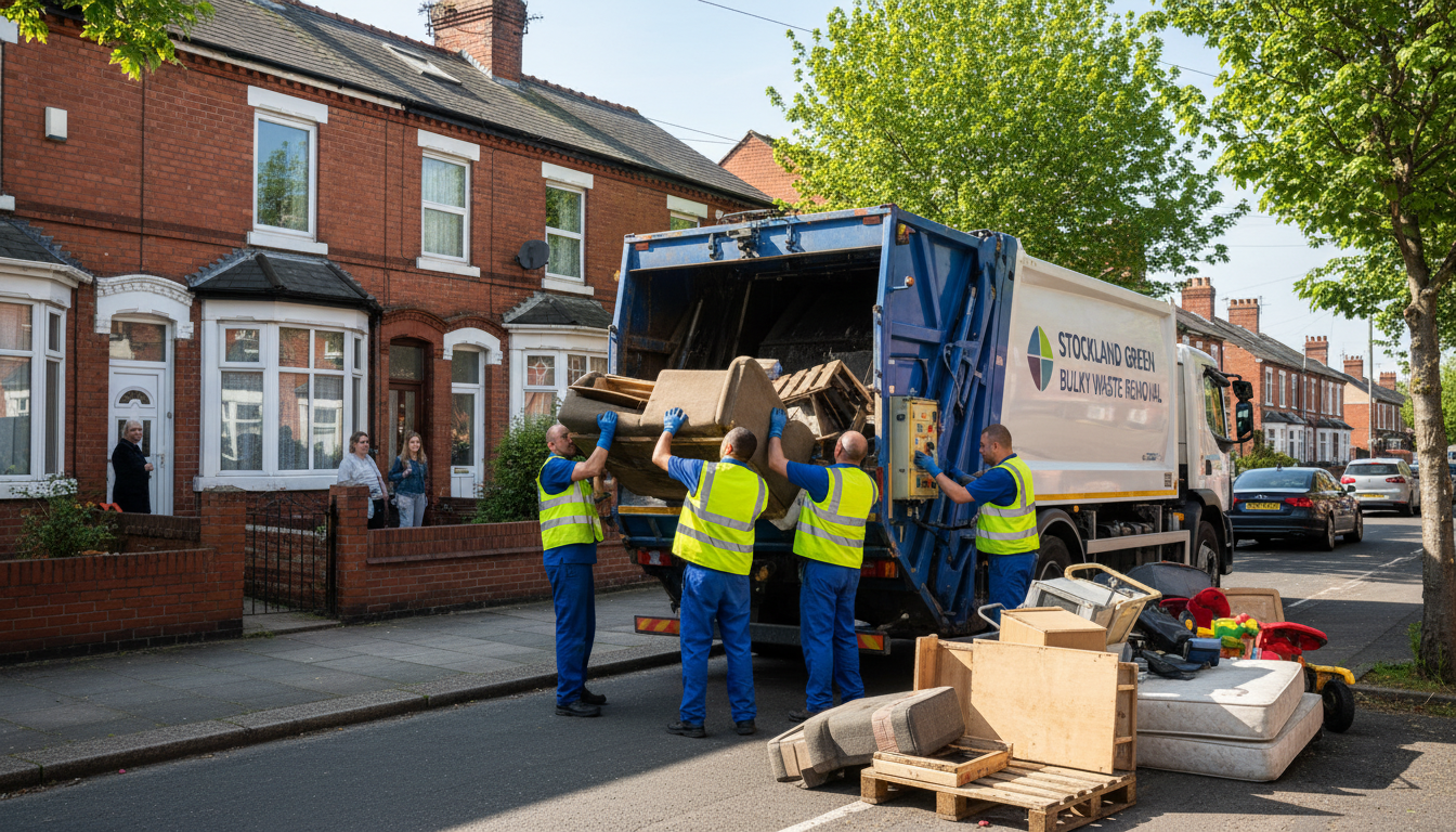 Professional Bulky Waste Removal team in Stockland Green loading waste into van