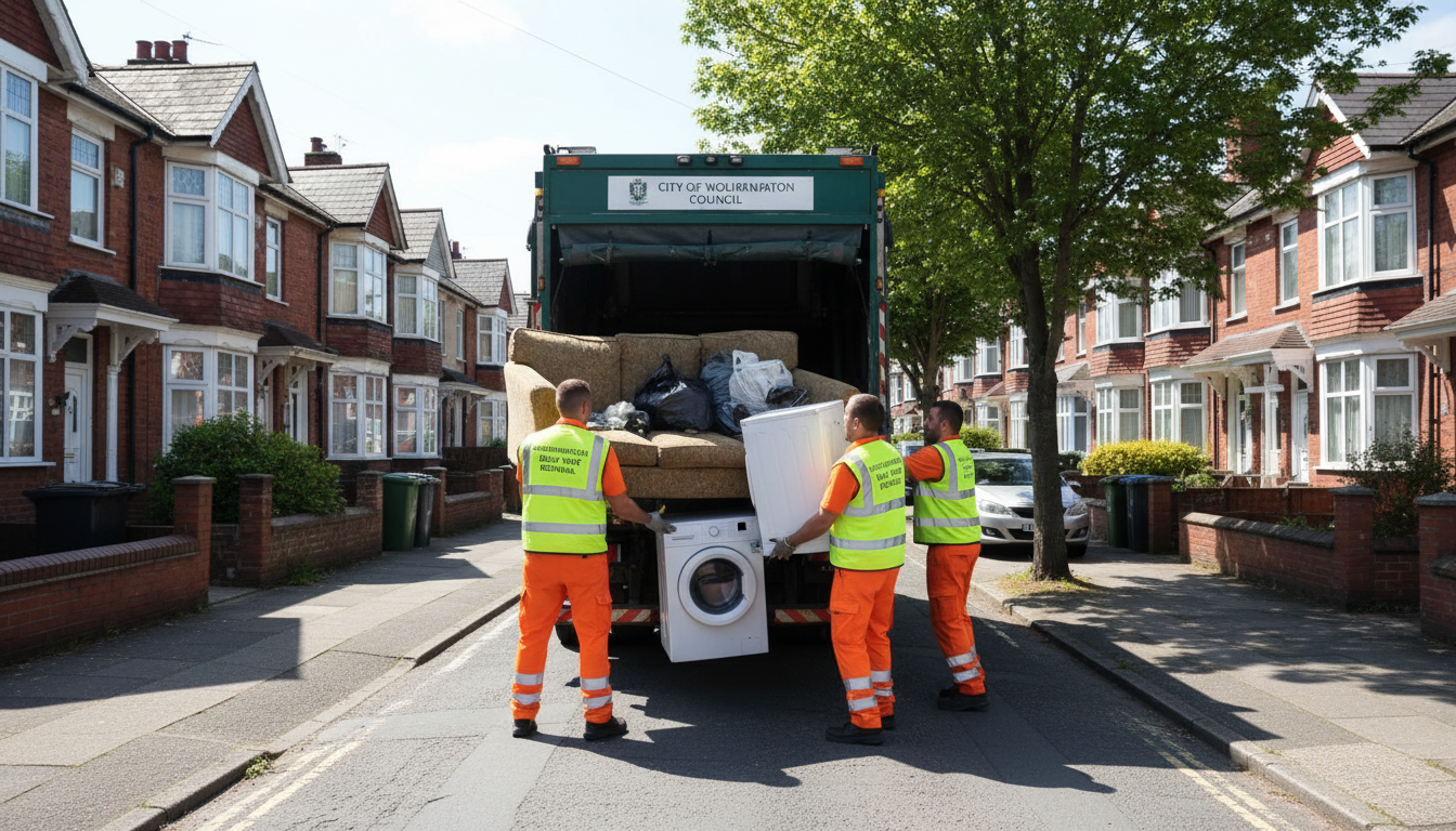 Professional Bulky Waste Removal team in Wolverhampton loading waste into van