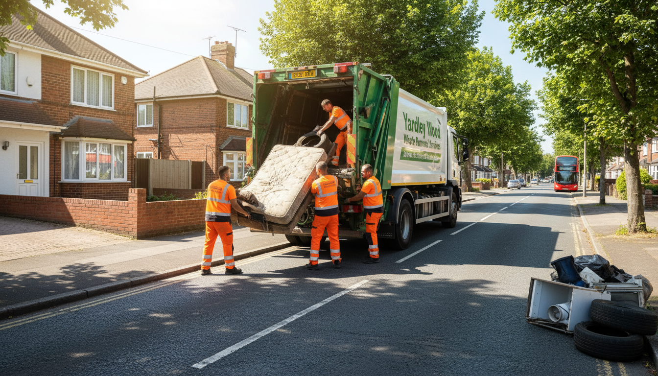 Professional Bulky Waste Removal team in Yardley Wood loading waste into van