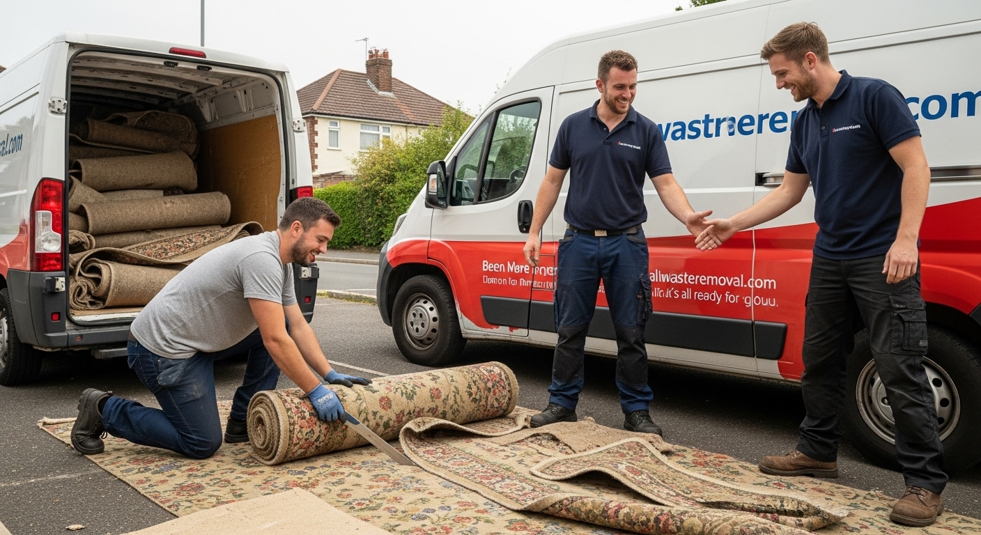 Professional Carpet Removal team in Acocks Green loading waste into van