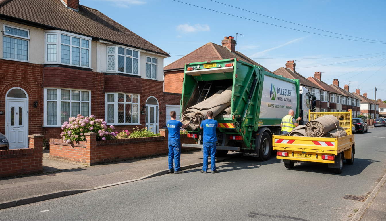 Professional Carpet Removal team in Allesley loading waste into van