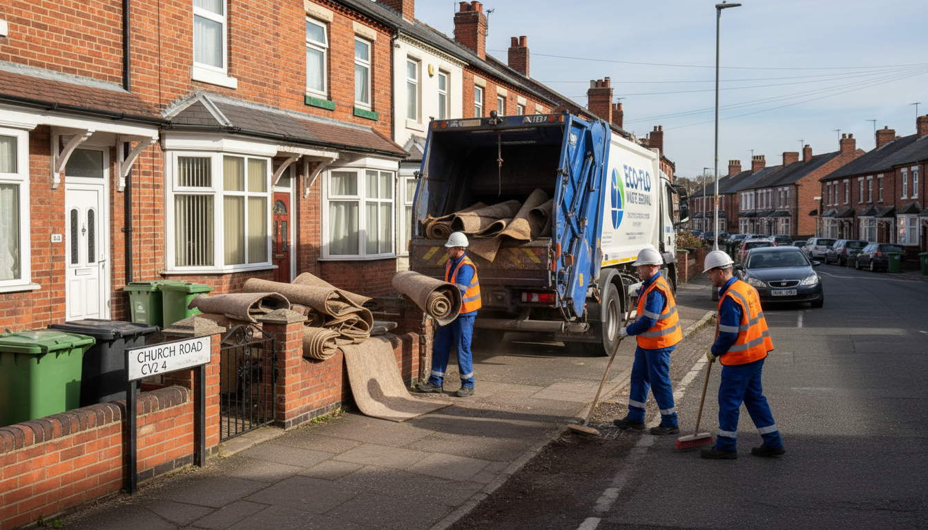 Professional Carpet Removal team in Ball Hill loading waste into van