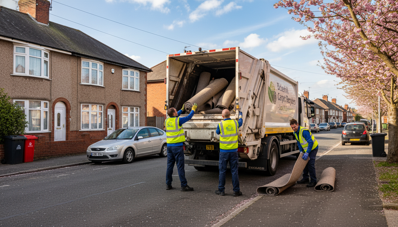Professional Carpet Removal team in Bickenhill loading waste into van