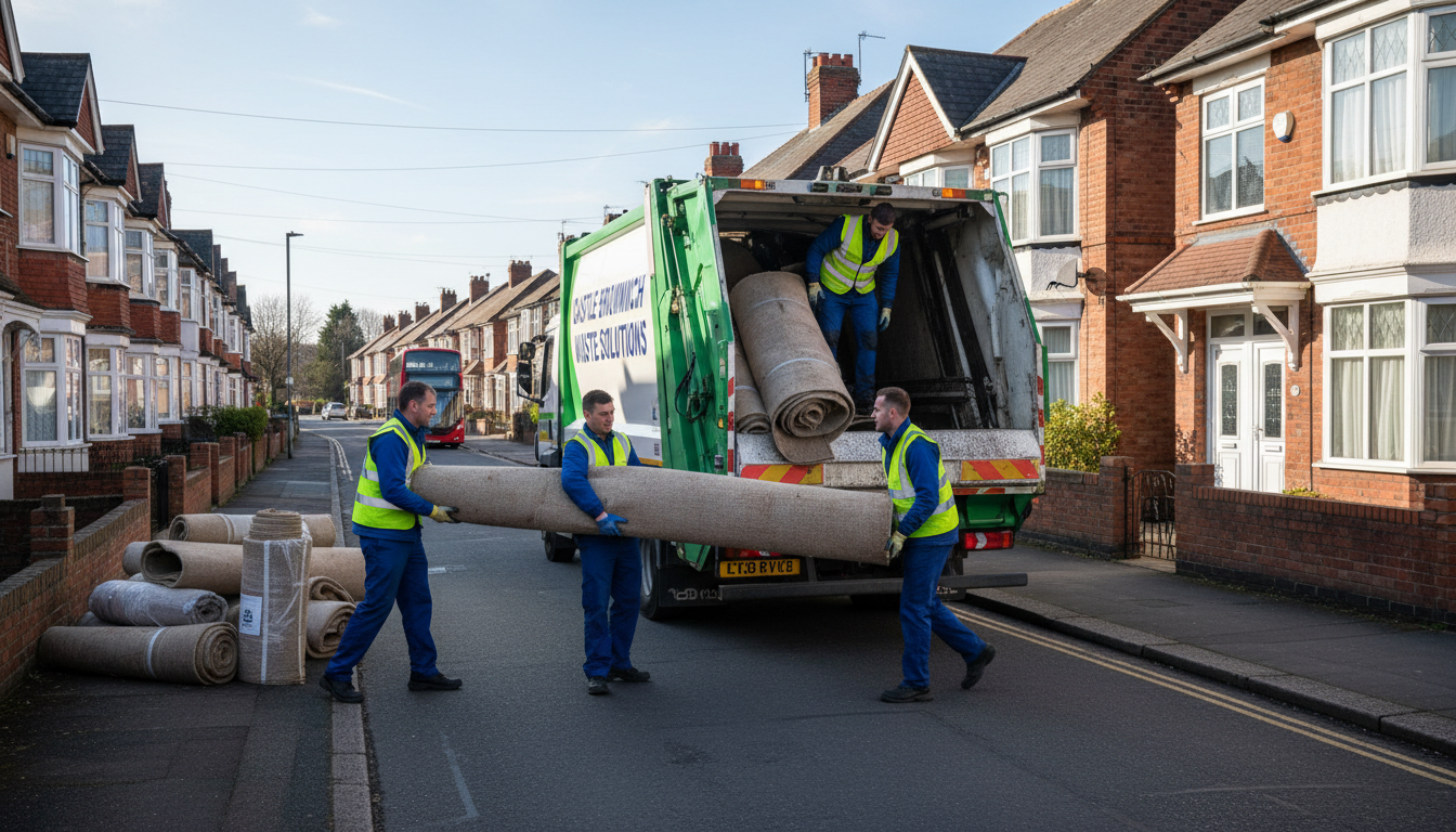 Professional Carpet Removal team in Castle Bromwich loading waste into van