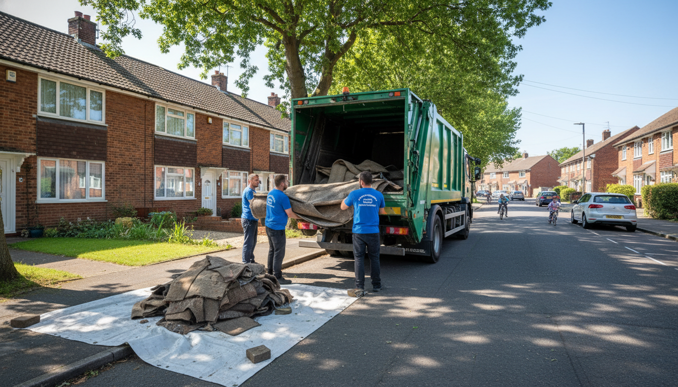 Professional Carpet Removal team in Chelmsley Wood loading waste into van