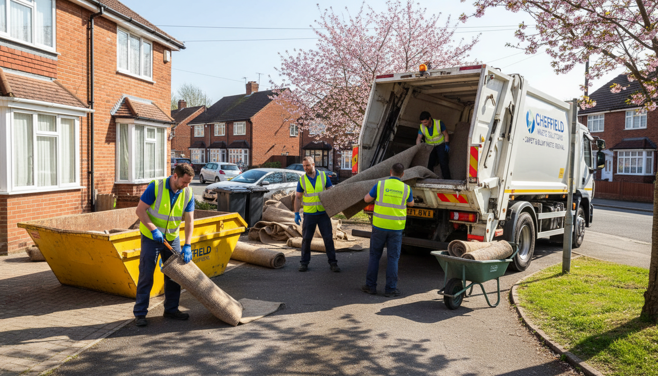 Professional Carpet Removal team in Cheylesmore loading waste into van