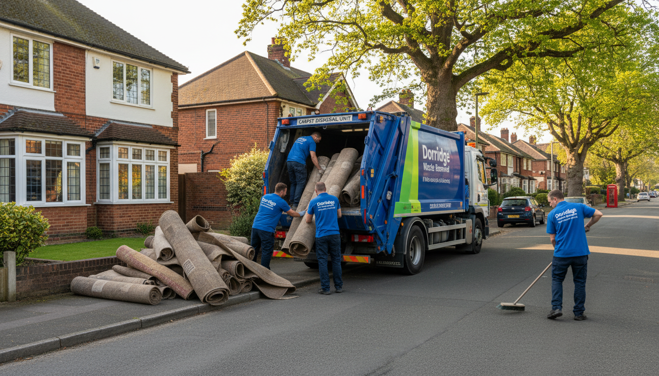 Professional Carpet Removal team in Dorridge loading waste into van