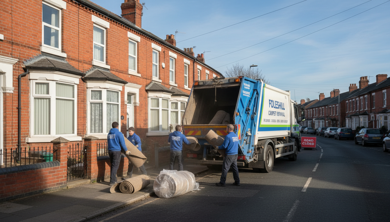 Professional Carpet Removal team in Foleshill loading waste into van