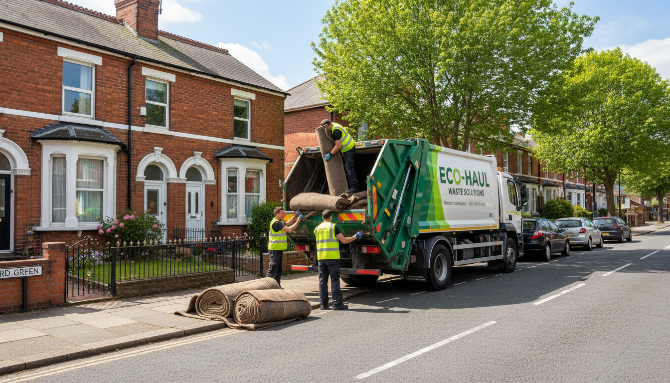 Professional Carpet Removal team in Gosford Green loading waste into van
