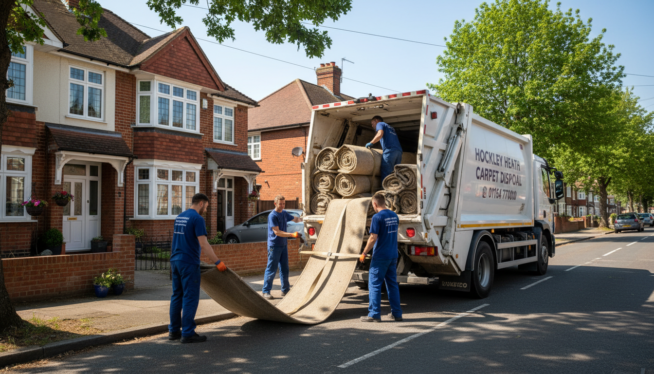 Professional Carpet Removal team in Hockley Heath loading waste into van