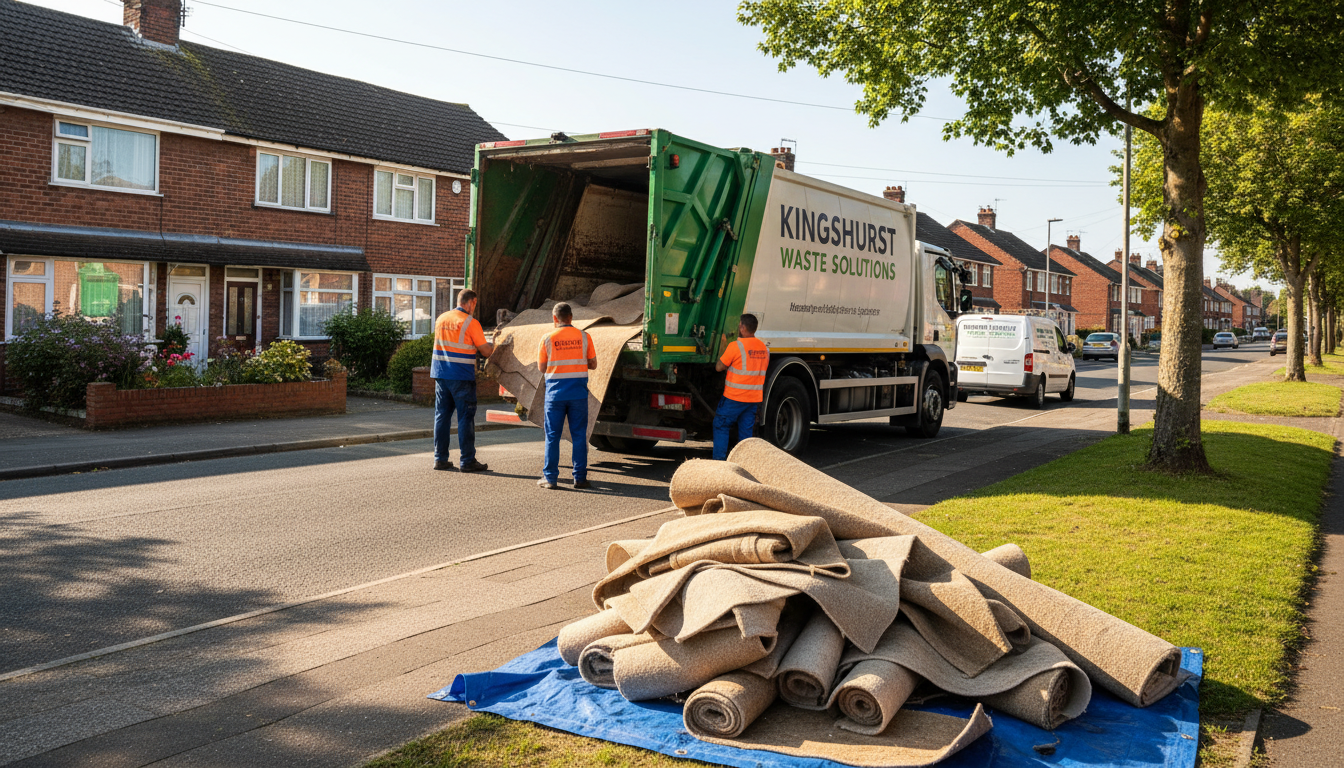 Professional Carpet Removal team in Kingshurst loading waste into van