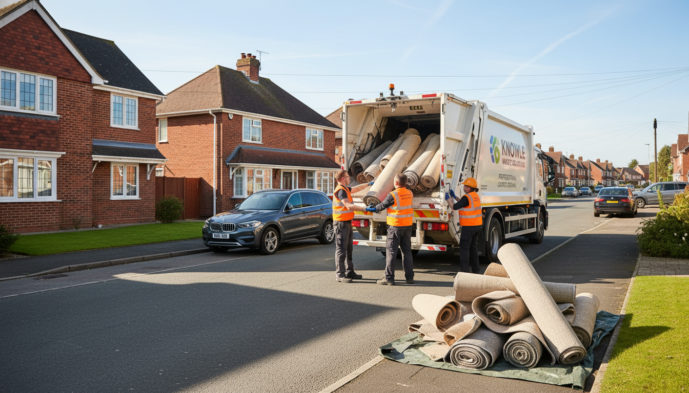 Professional Carpet Removal team in Knowle loading waste into van