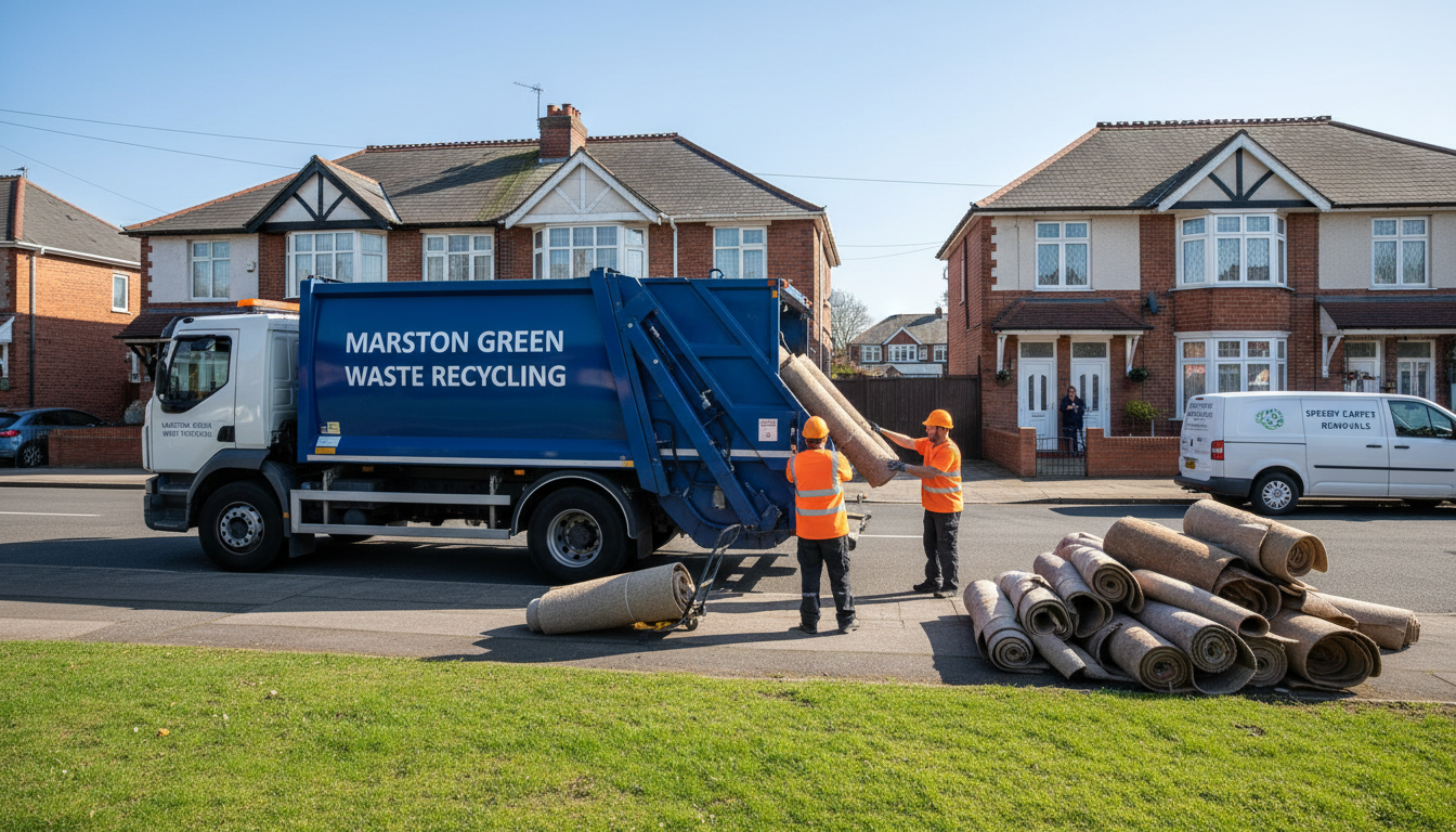 Professional Carpet Removal team in Marston Green loading waste into van