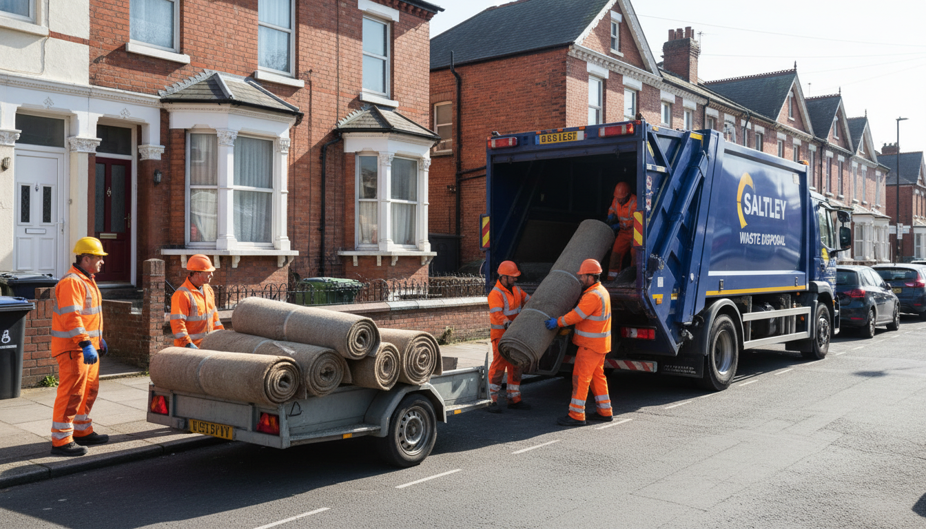 Professional Carpet Removal team in Saltley loading waste into van