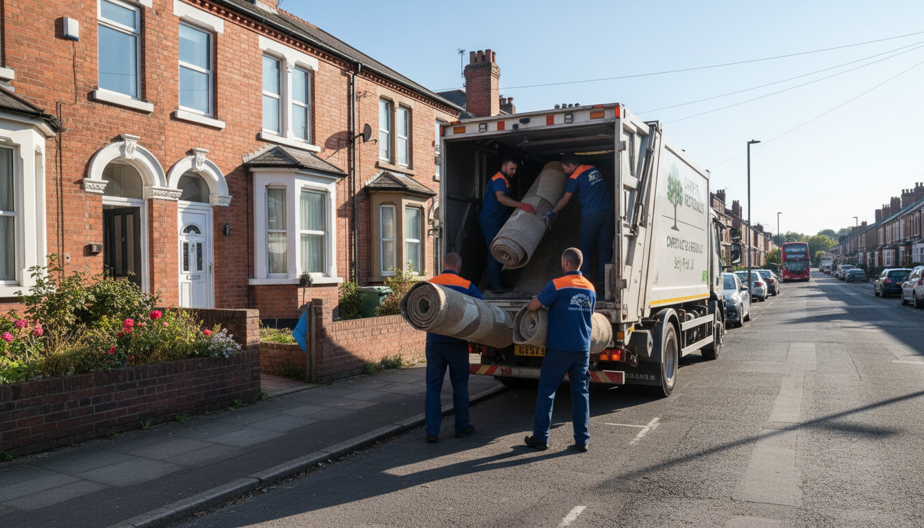 Professional Carpet Removal team in Selly Park loading waste into van