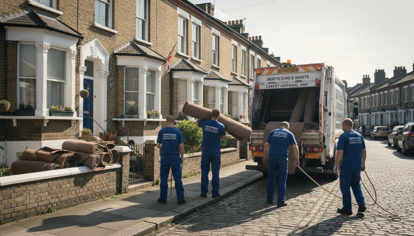 Professional Carpet Removal team in Smithfield loading waste into van