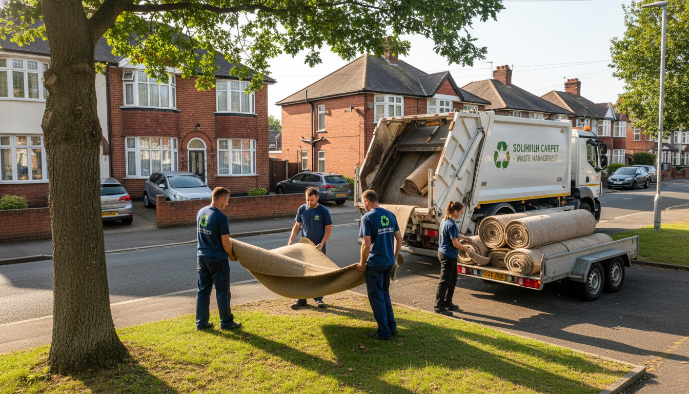 Professional Carpet Removal team in Solihull loading waste into van