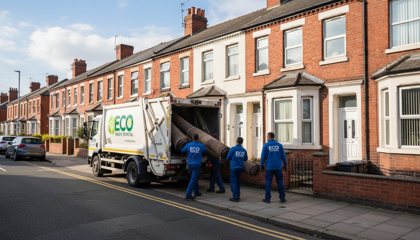 Professional Carpet Removal team in Sparkbrook loading waste into van
