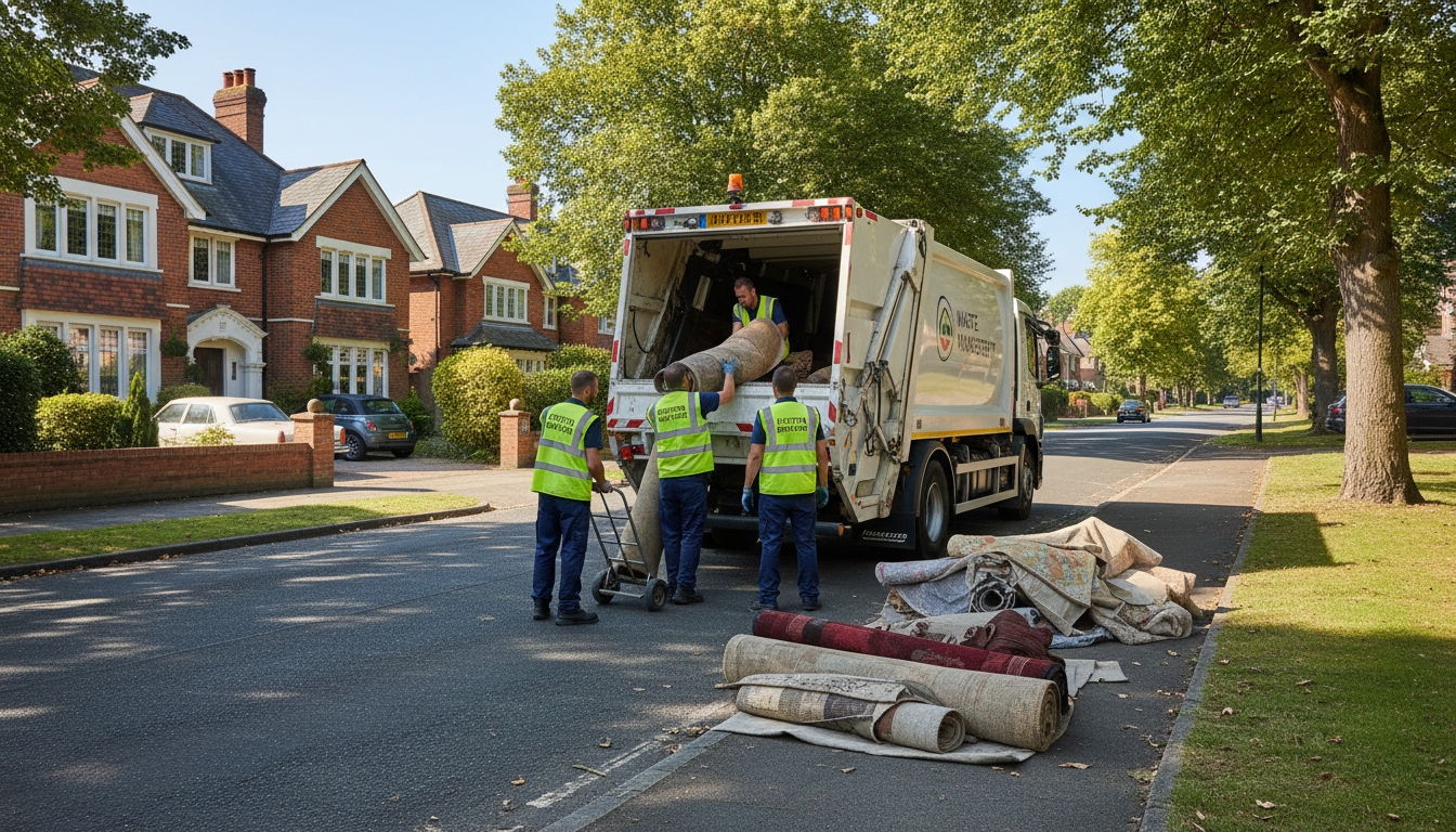 Professional Carpet Removal team in Sutton Four Oaks loading waste into van