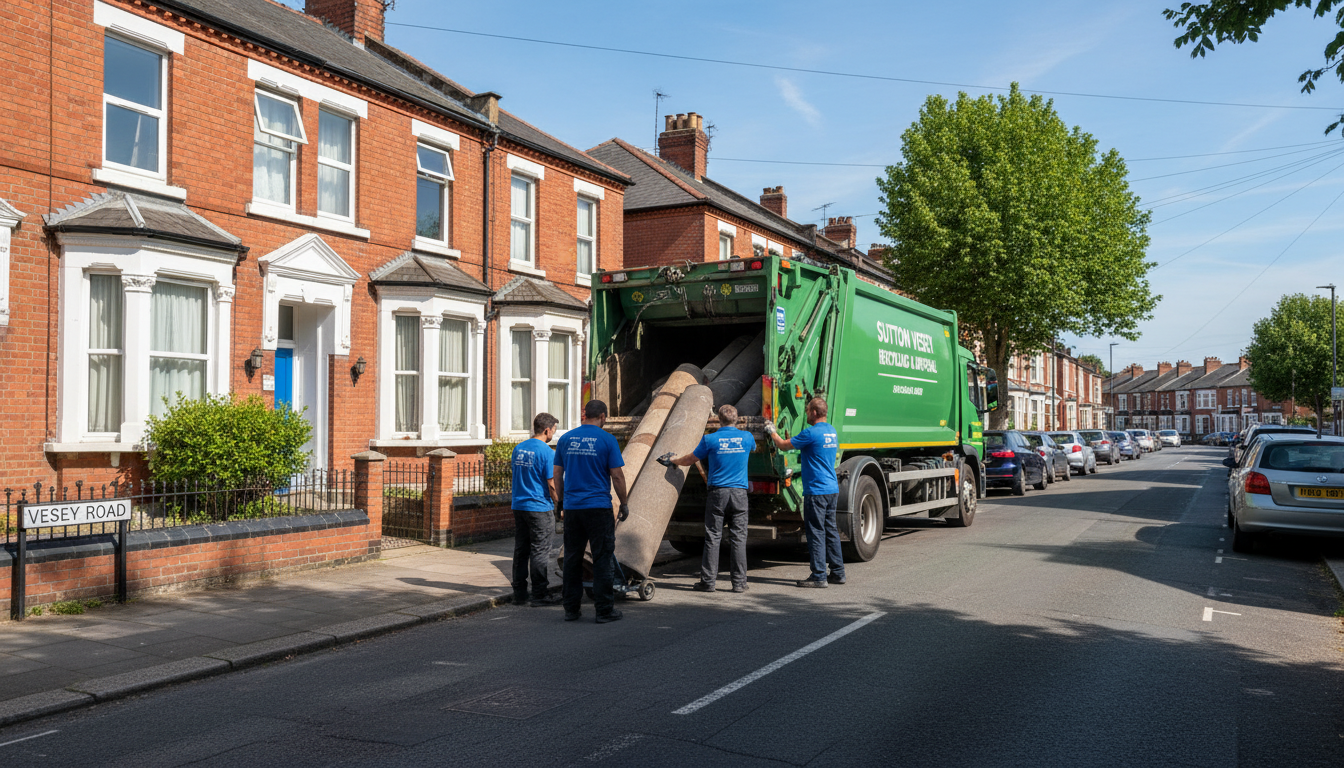Professional Carpet Removal team in Sutton Vesey loading waste into van
