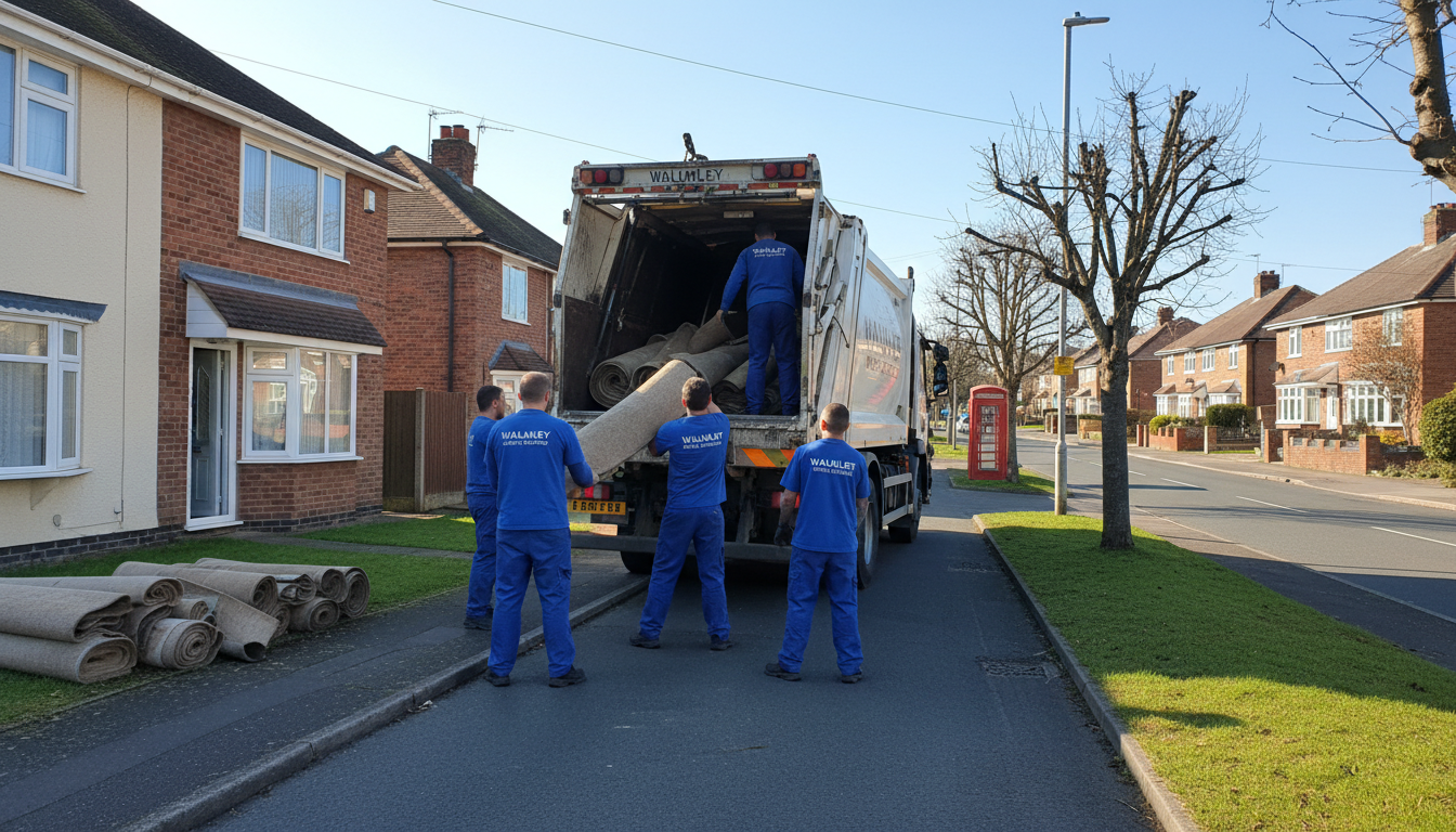 Professional Carpet Removal team in Walmley loading waste into van