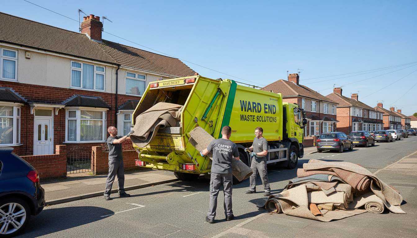 Professional Carpet Removal team in Ward End loading waste into van