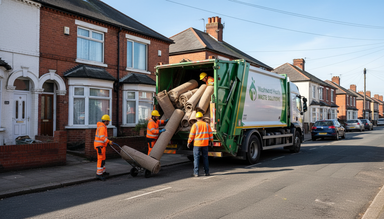 Professional Carpet Removal team in Washwood Heath loading waste into van