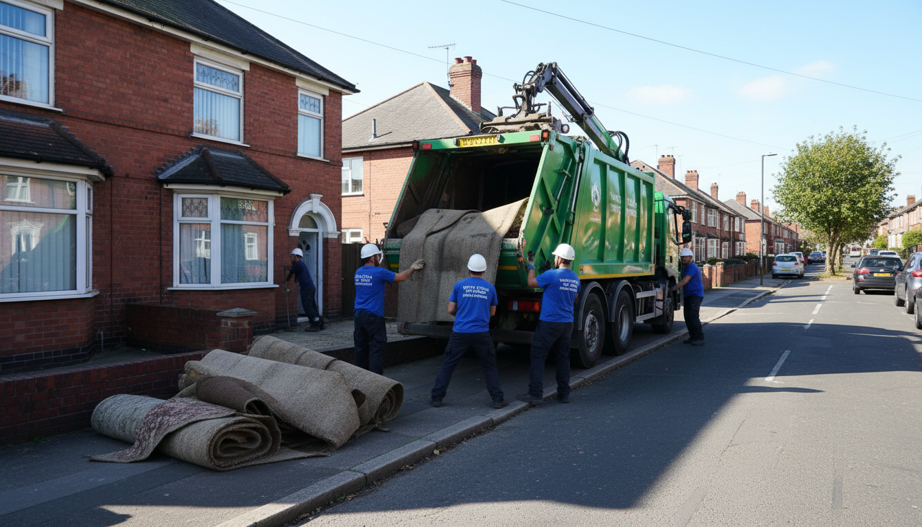Professional Carpet Removal team in Weoley Castle loading waste into van