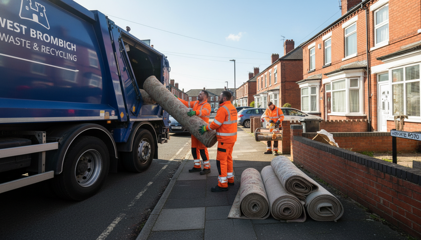 Professional Carpet Removal team in West Bromwich loading waste into van