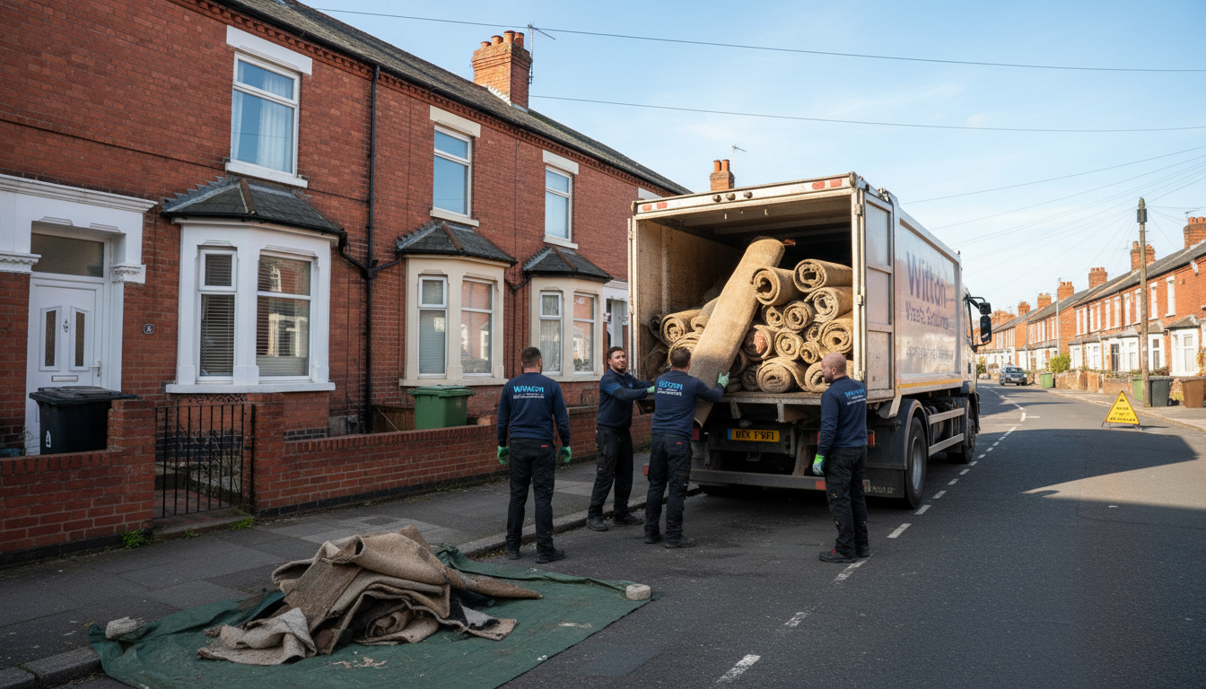 Professional Carpet Removal team in Witton loading waste into van