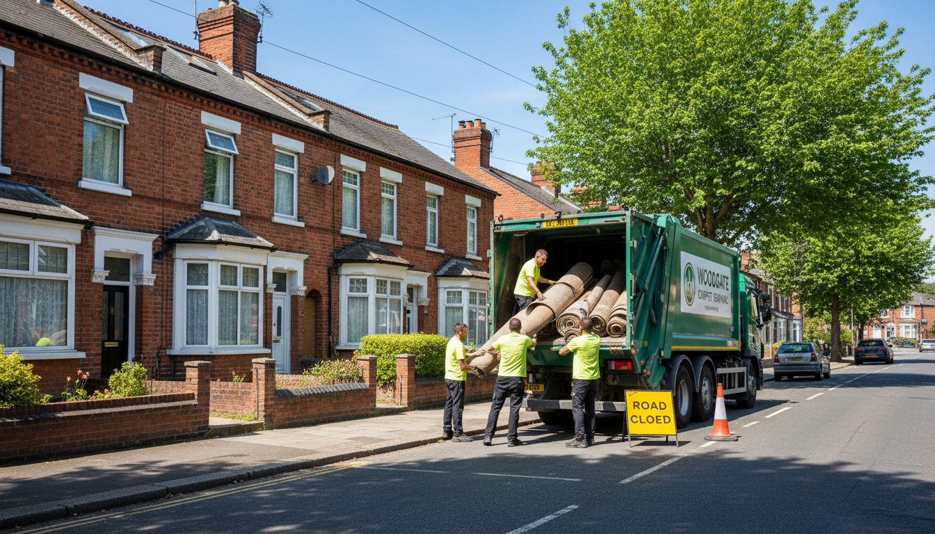 Professional Carpet Removal team in Woodgate loading waste into van