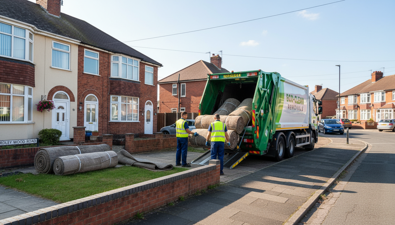 Professional Carpet Removal team in Yardley Wood loading waste into van